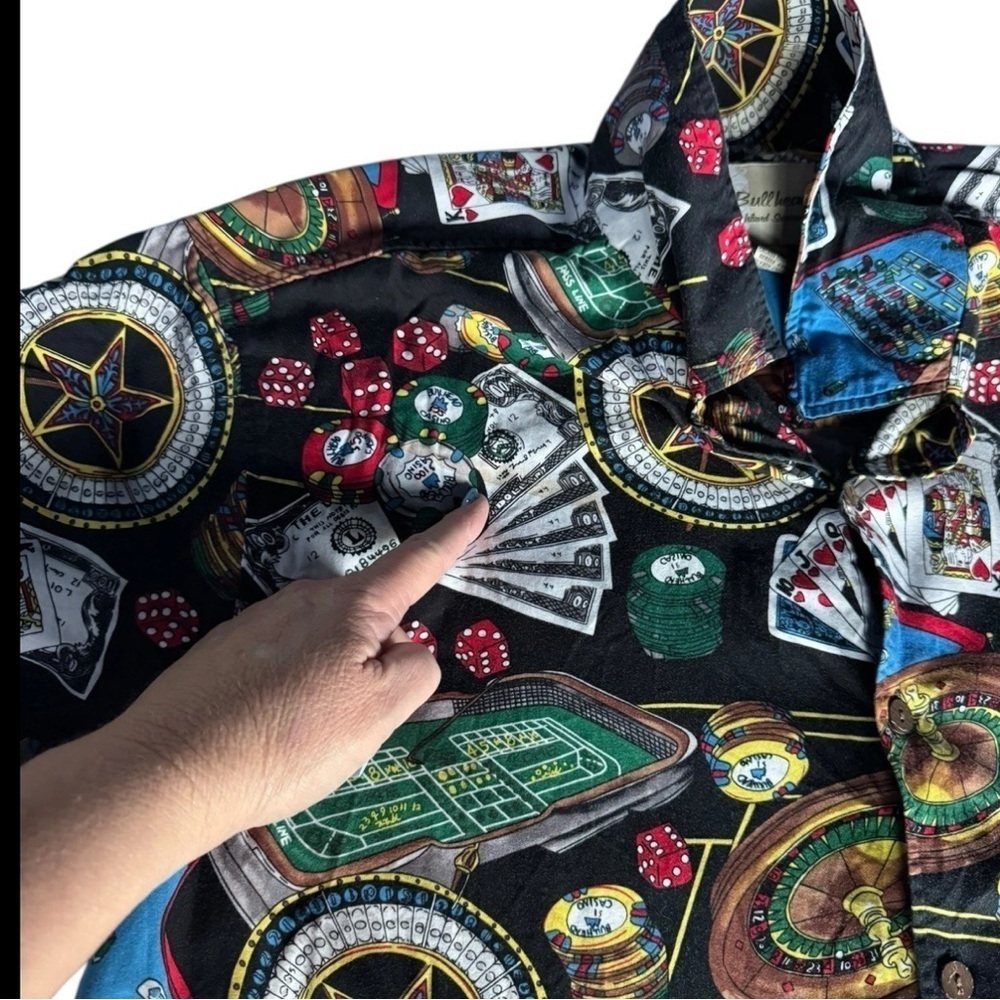 Vintage Bullhead Island Series Men's Sz XL Casino Vegas Poker Camp Shirt - Picture 15 of 15